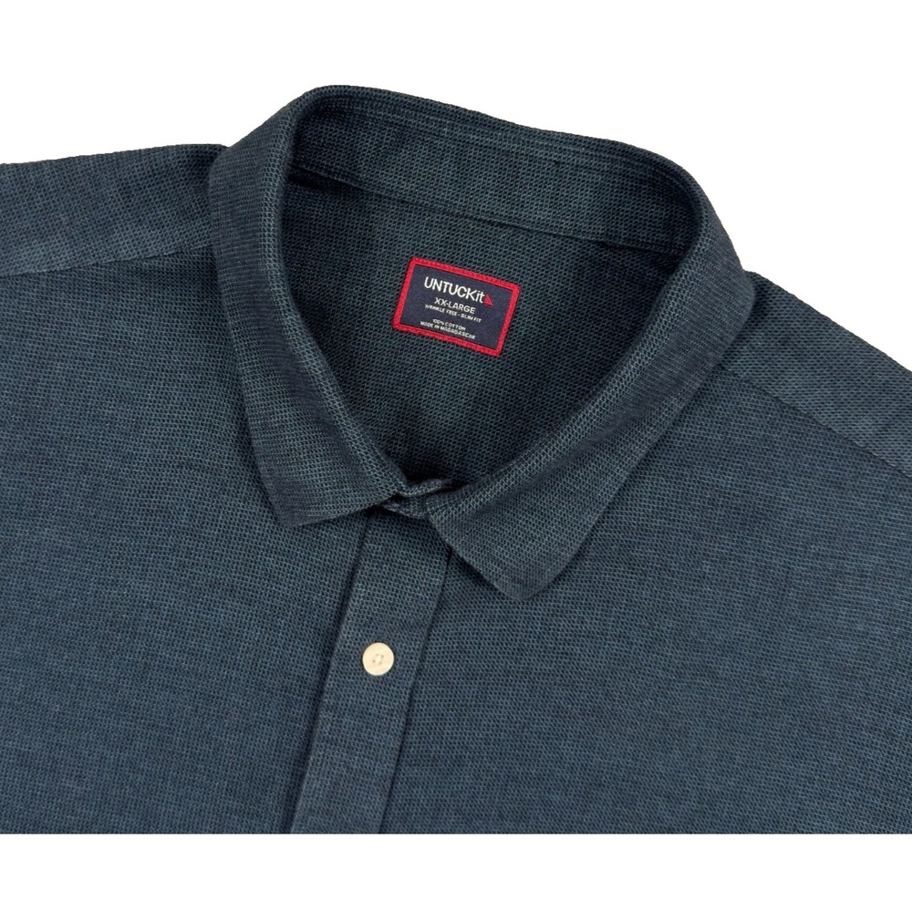 UNTUCKit Veneto Mens XXL Wrinkle Free Shirt Slim Fit Blue Cotton 40250